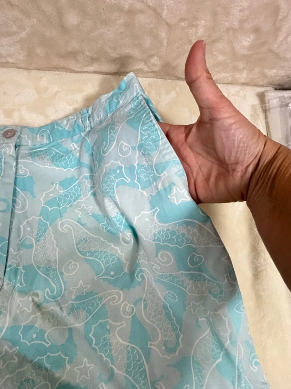 Lilly Pulitzer Women’s Light Blue Tropical Seahorse Print Shorts Size 12
